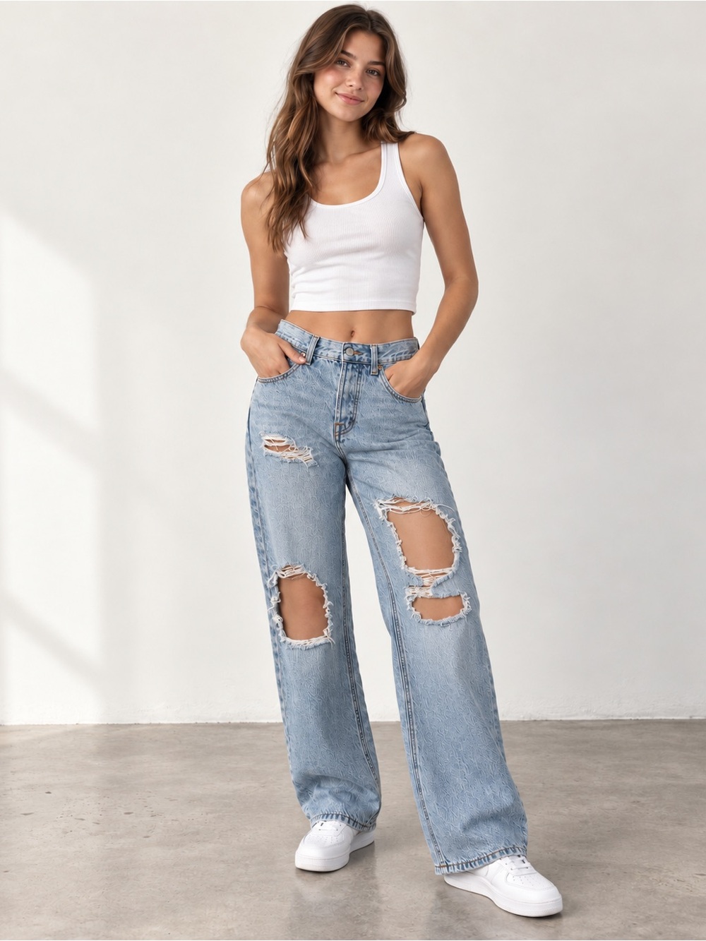 Aeropostale ’90s Baggy Jeans Size 4 Regular Distressed Light Wash Y2K